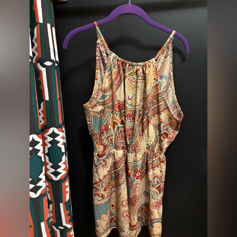 High neck paisley romper